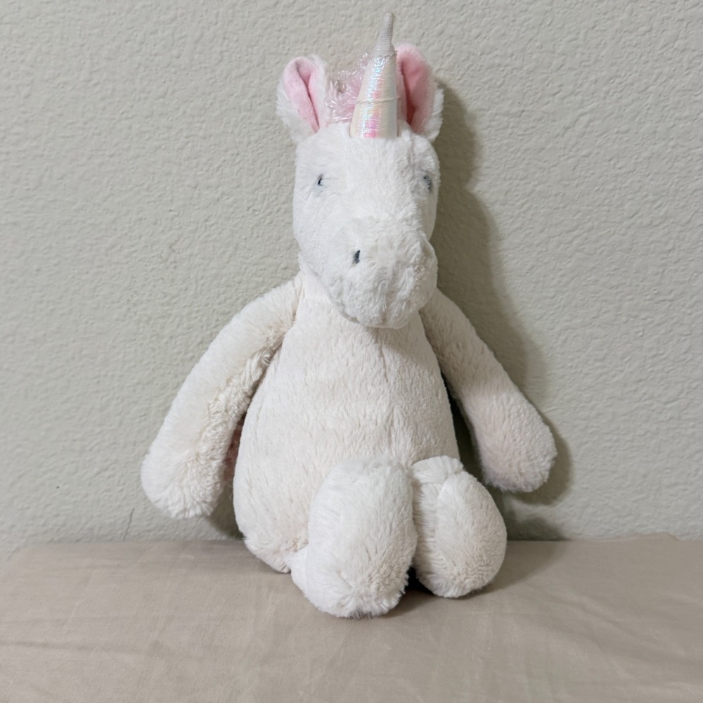 Jellycat London Medium Bashful Unicorn Pink White Horse 12" Plush Doll Baby Toy